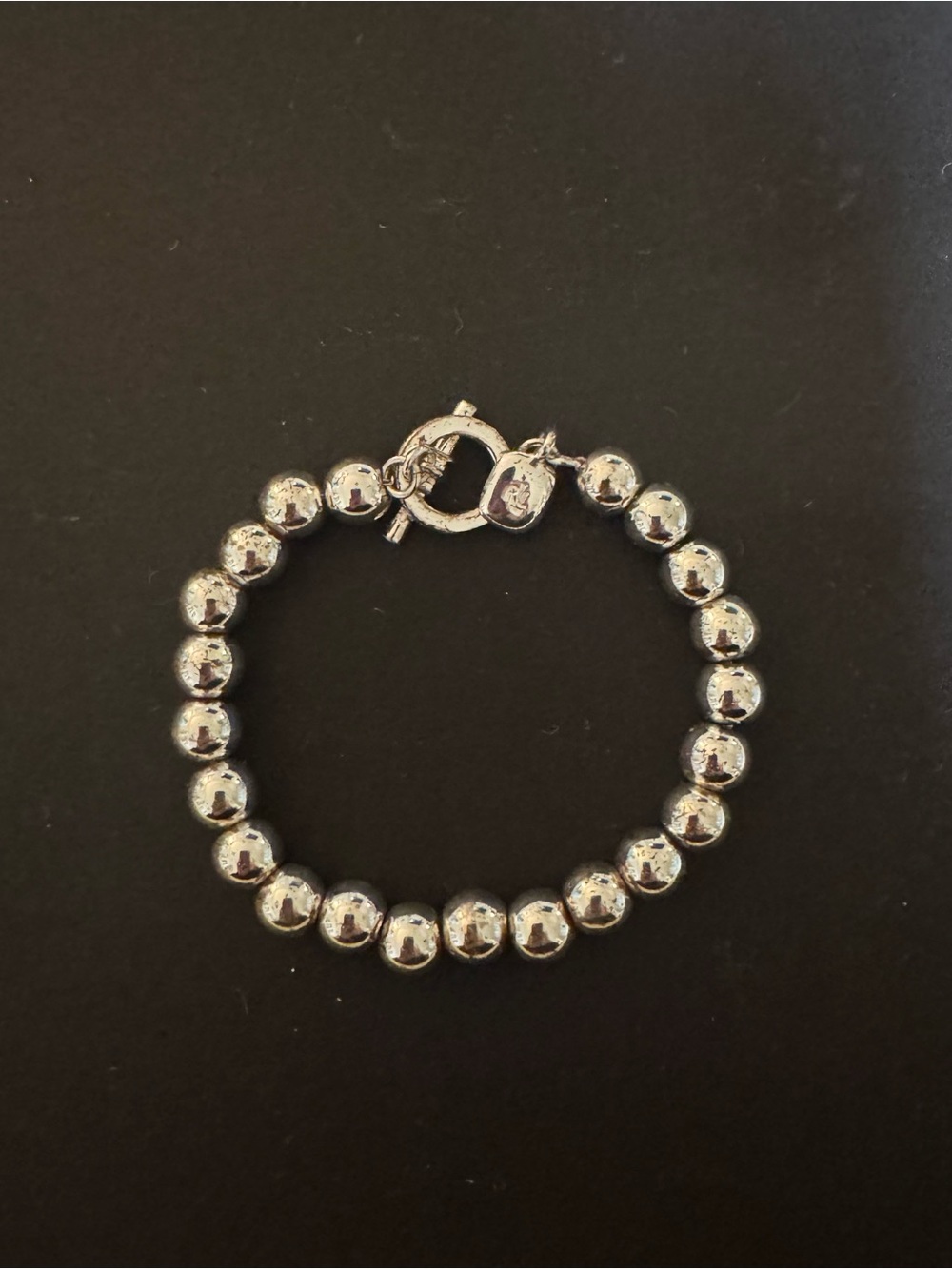 Ralph Lauren Polished Silver Toned Bead Bracelet